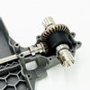 Metal gear differential upgrade kit for RC cars showing a gear assembly and shaft