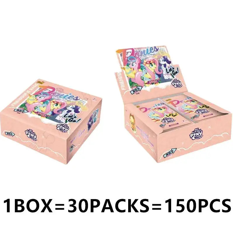 A box of My Little Pony Friendship Cards with themed pouches, showing the packaging and contents.