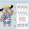 Wooden threading beads lacing toy showing four types of needles for various thread patterns