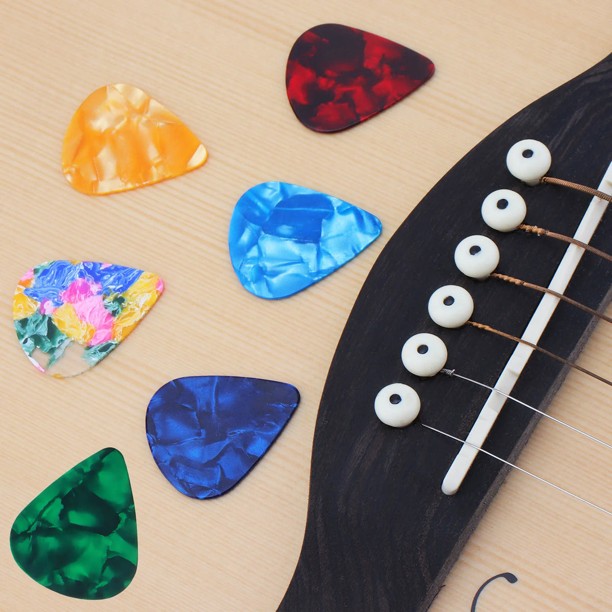 Adhesive Guitar Pick Holder with Celluloid Picks Set
