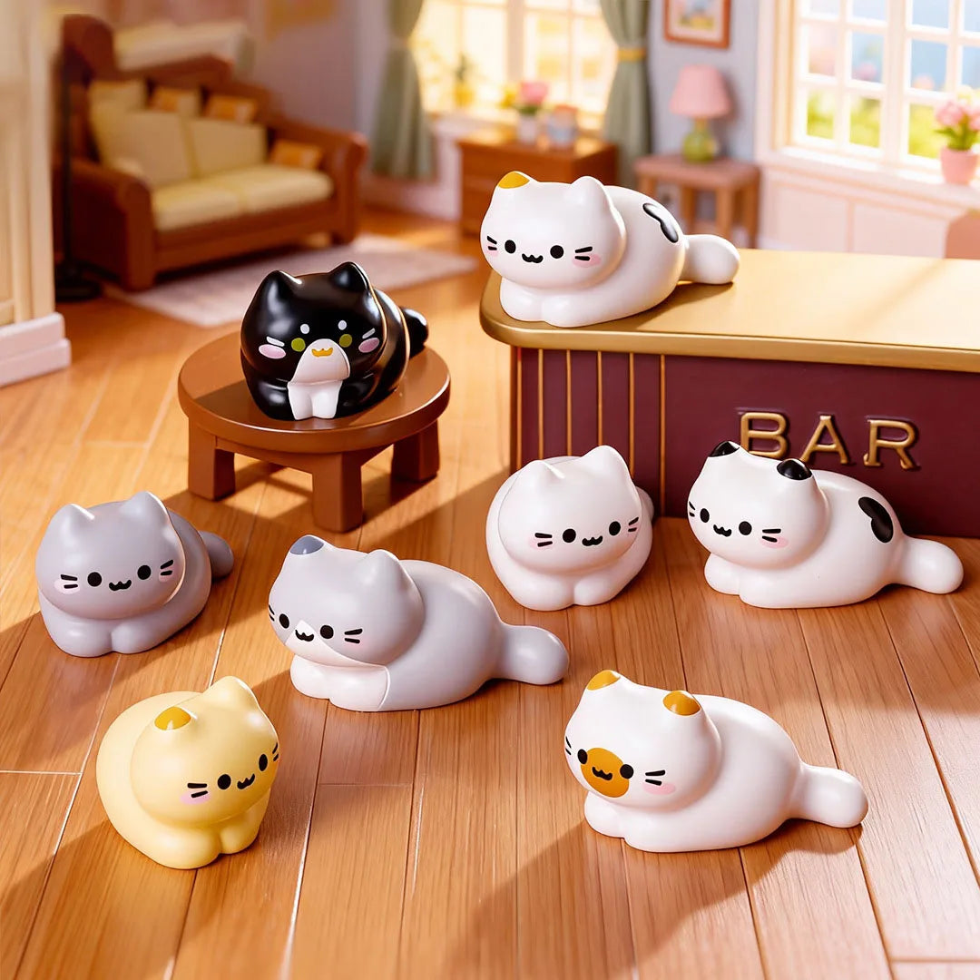Adorable Cat Figurine Set for Desk, Shelf & Fairy Garden Decor