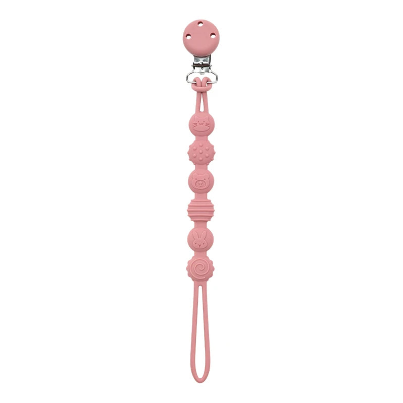 3-in-1 Silicone Pacifier Clip with Adorable Cartoon Animal Design