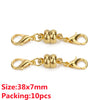 Gold-colored magnetic clasps for jewelry making with jump rings and lobster claws