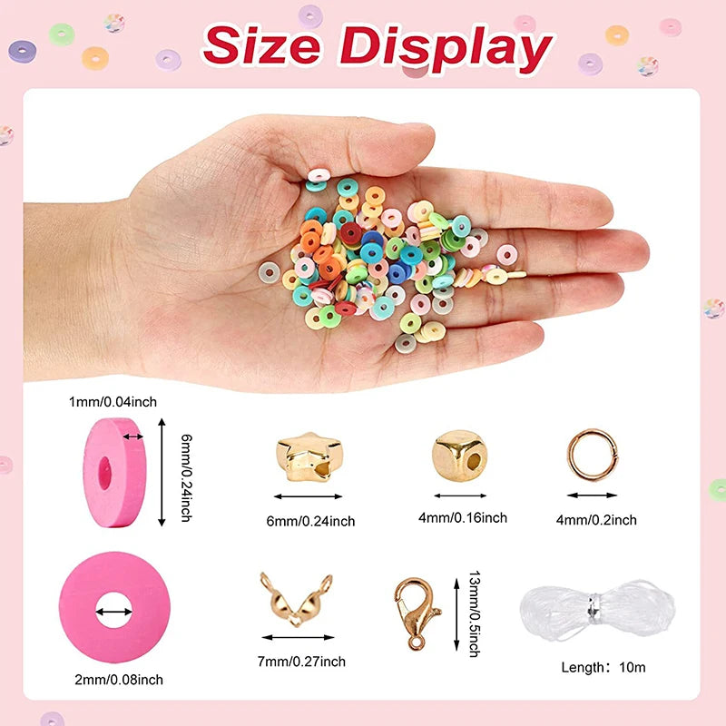 Rainbow Polymer Clay Bead Kit for DIY Jewelry Making