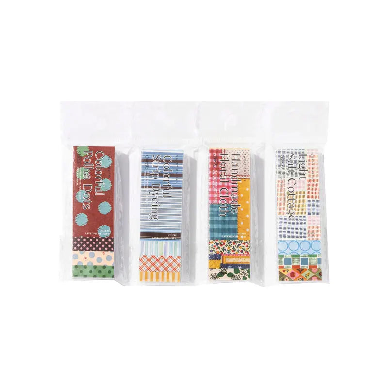 A pack of vintage washi paper sticker sheets featuring various grid pattern decorative stickers for scrapbooking.