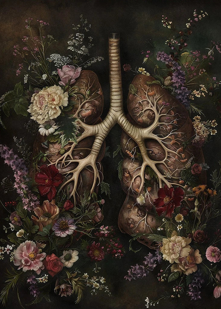 Dark Academia Anatomical Heart Canvas Art with Botanical Fragrance