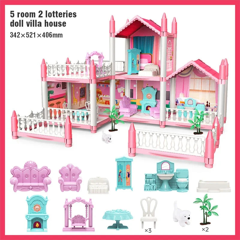Dream Villa Dollhouse Playset with Furniture for Kids