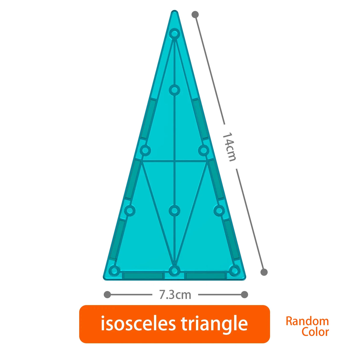 A teal isosceles triangle magnetic building block set for STEM learning.