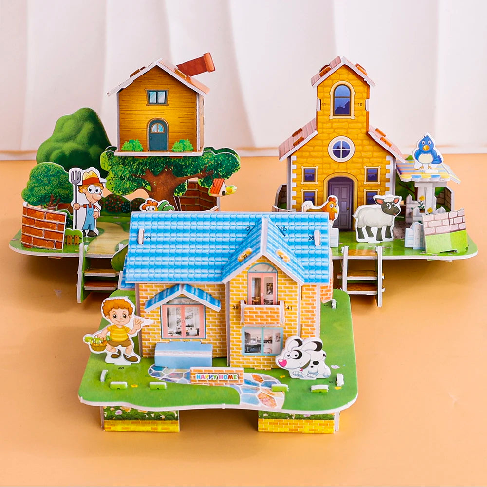 3D Building Puzzle Set for Kids – Educational DIY Paper Model Kit
