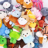 A collection of 24 mini plush animal stuffed toys in various colors and textures, suitable for keychains or prizes.