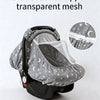 A gray baby stroller sunshade cover featuring a bidirectional zipper and transparent mesh for mosquito protection.