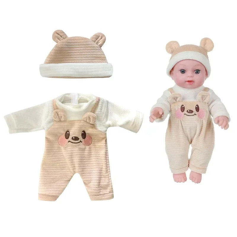 Cozy Cartoon Bear Winter Pajamas for 12-Inch Reborn Dolls