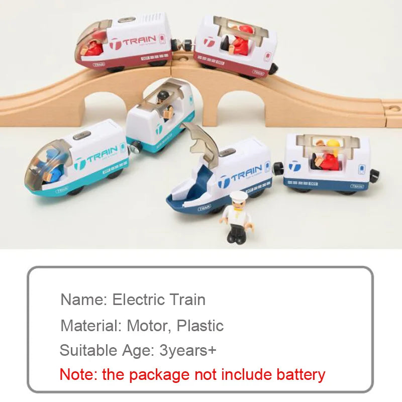 Wooden Train Set with Racing Track for Kids