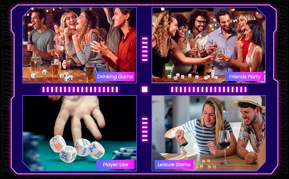 Party Dice Drinking Game Set for Adults – 6 Acrylic Dice