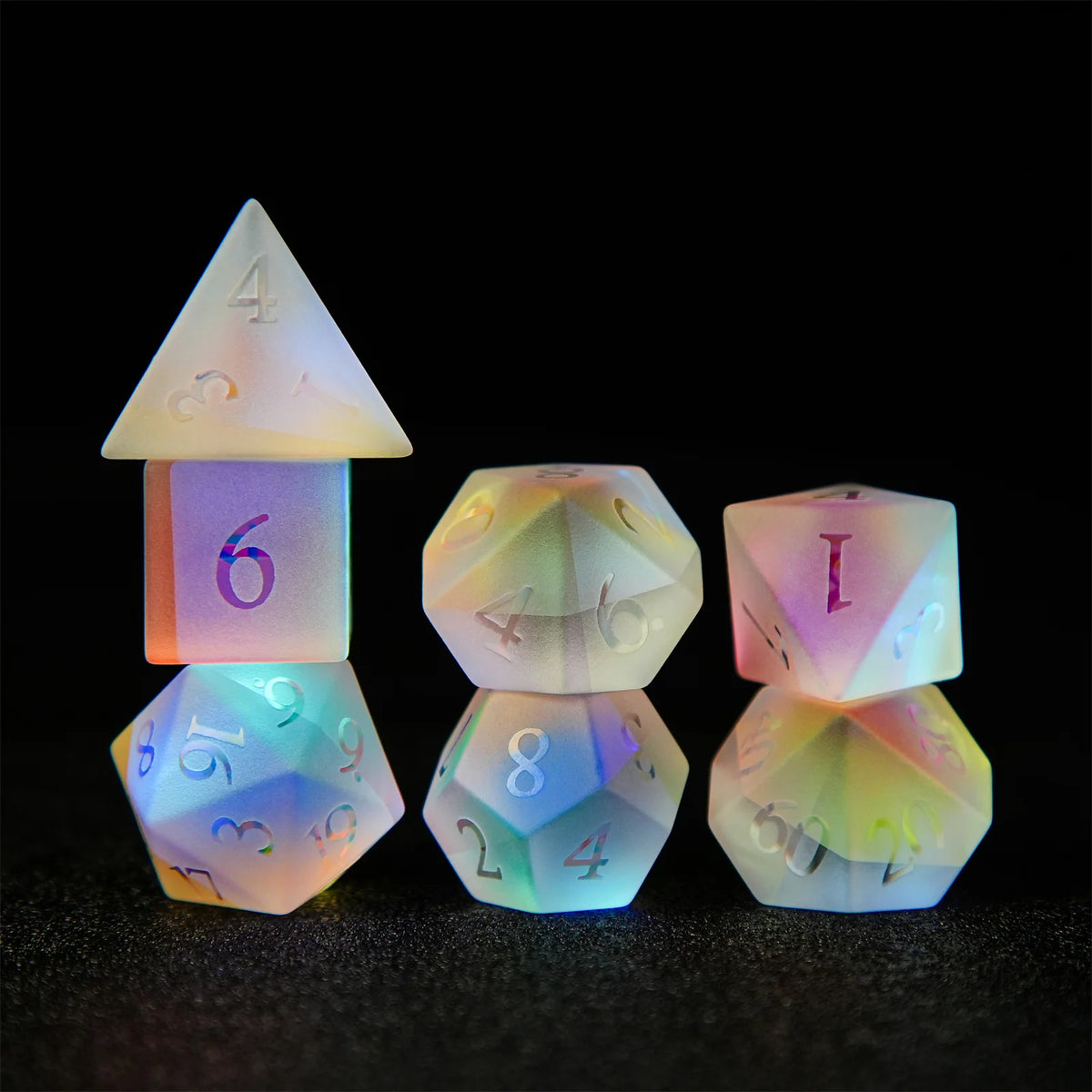 Premium 7-Piece Frosted Gemstone Polyhedral Dice Set for Tabletop RPGs