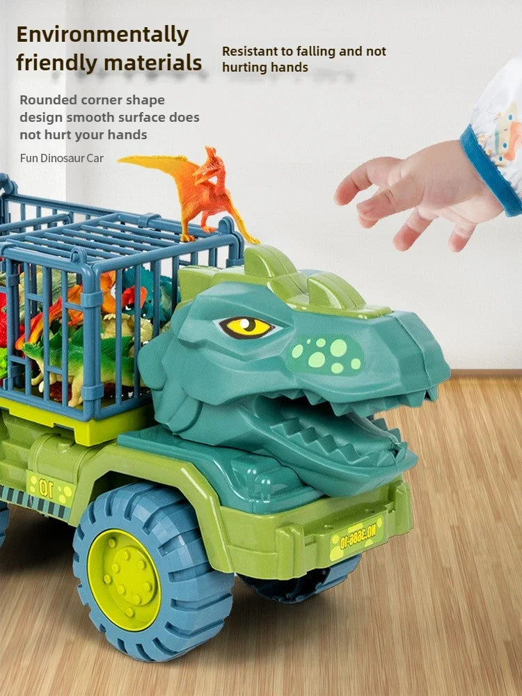 Dinosaur Transport Truck Carrier Playset with Tyrannosaurus Rex