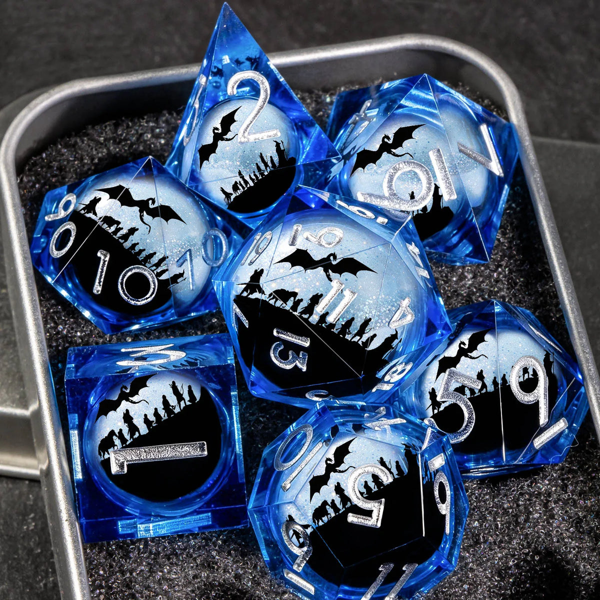 Liquid Core Polyhedral Dice Set for RPG Games