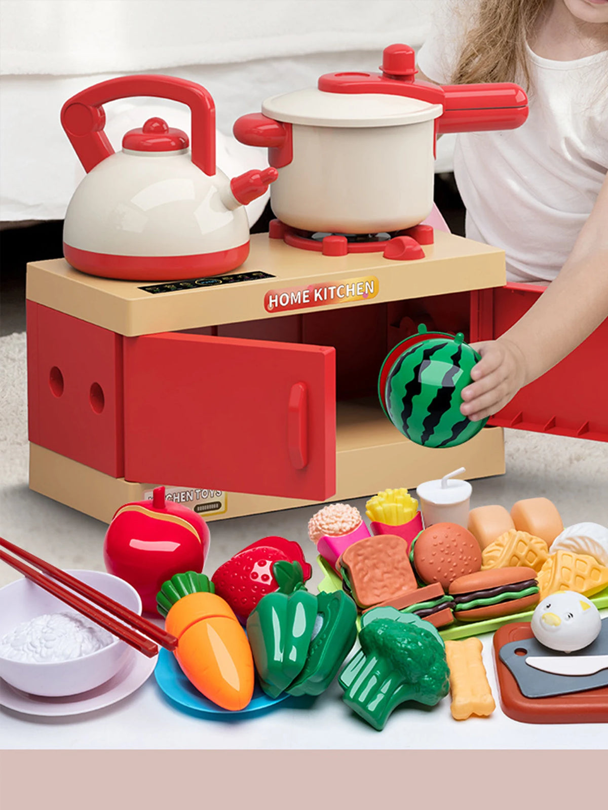 Kids Pretend Play Kitchen Set with Pots and Accessories