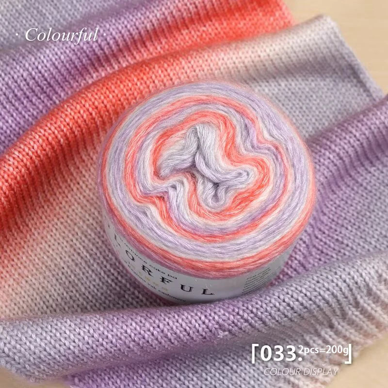 Gradient Cake Yarn – 200g Soft Wool Blend for Knitting & Crochet