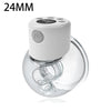 A white electric breast pump device with a clear silicone flange is shown.