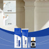 A set of wall repair paste, scraper, and sandpaper shown alongside before and after drywall repair examples.