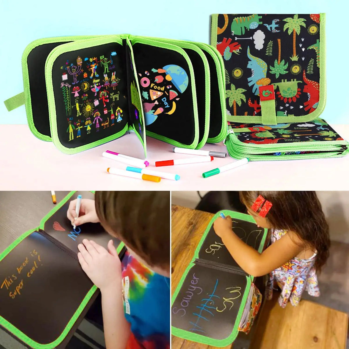 Reusable Erasable Doodle Book for Kids with 12 Watercolor Pens