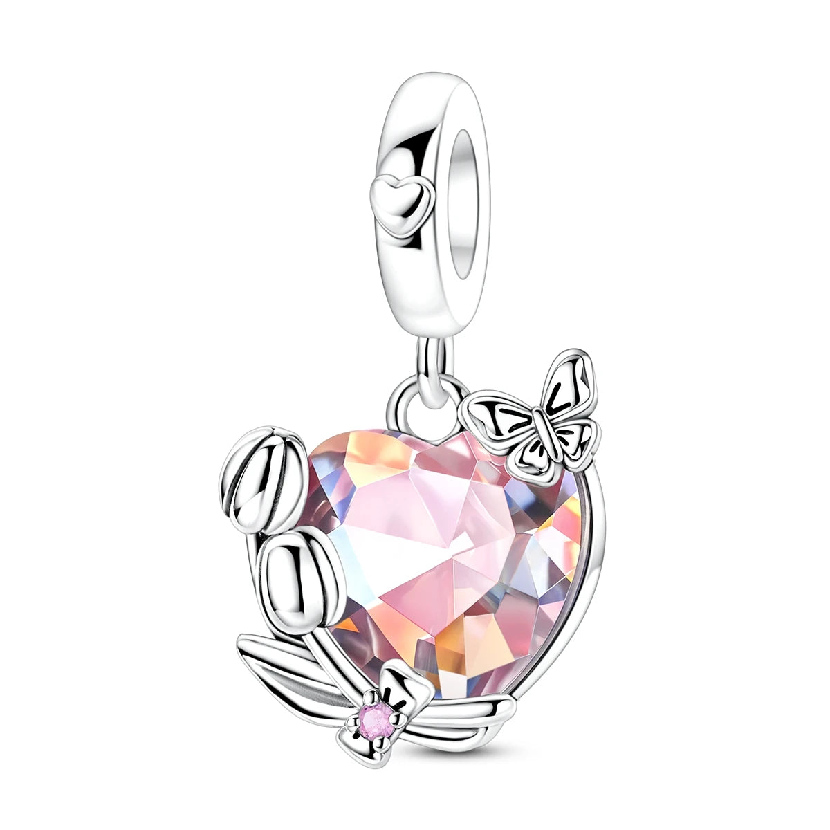 925 Sterling Silver Heart Charm Beads for Bracelets and Necklaces