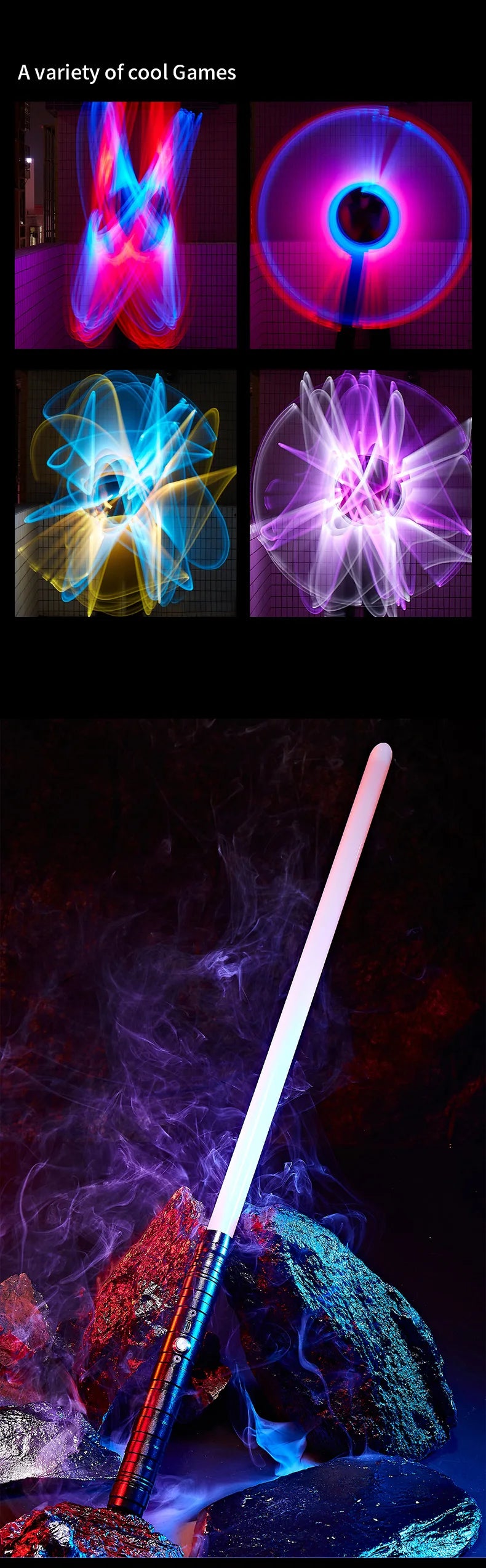RGB Metal Lightsaber with 7 Color Modes and Sound Effects