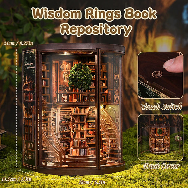 DIY Wooden Book Nook Kit — Miniature Dollhouse 3D Puzzle Bookend