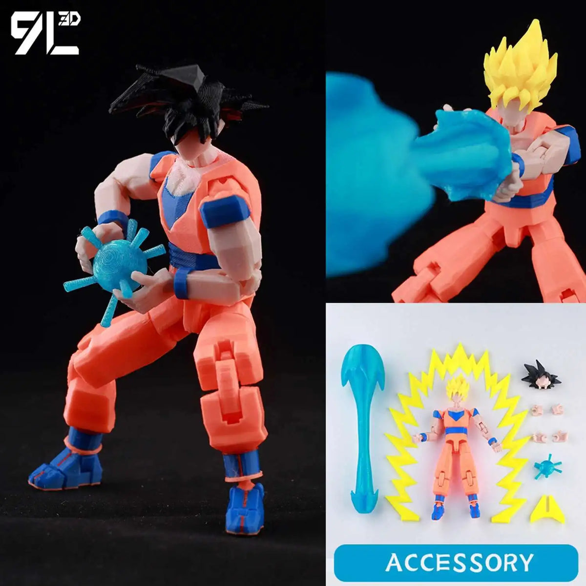 A fully articulated 14cm action figure of Jujutsu Kaisen Yuji Itadori in orange and blue, holding a blue energy blast.