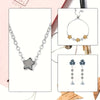 Silver chain necklace with a star pendant and a separate silver necklace featuring stars and hearts.