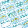 A collection of blue and white memory flip cards featuring various animal and nature images for a children's educational game