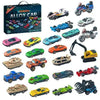 Collection de voitures jouets à tirer en métal variées de couleurs et modèles.