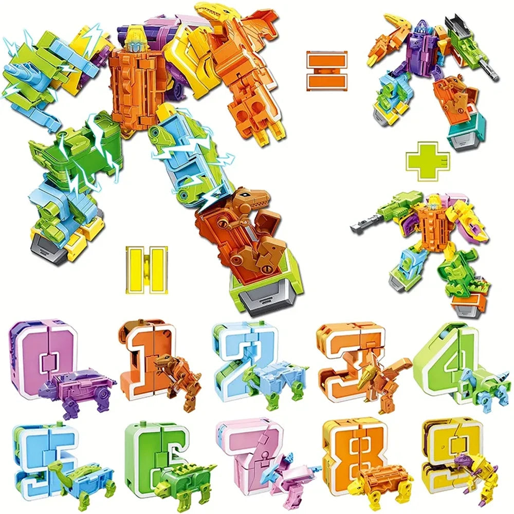 Number Dinosaur Robot Transformers Toy Set