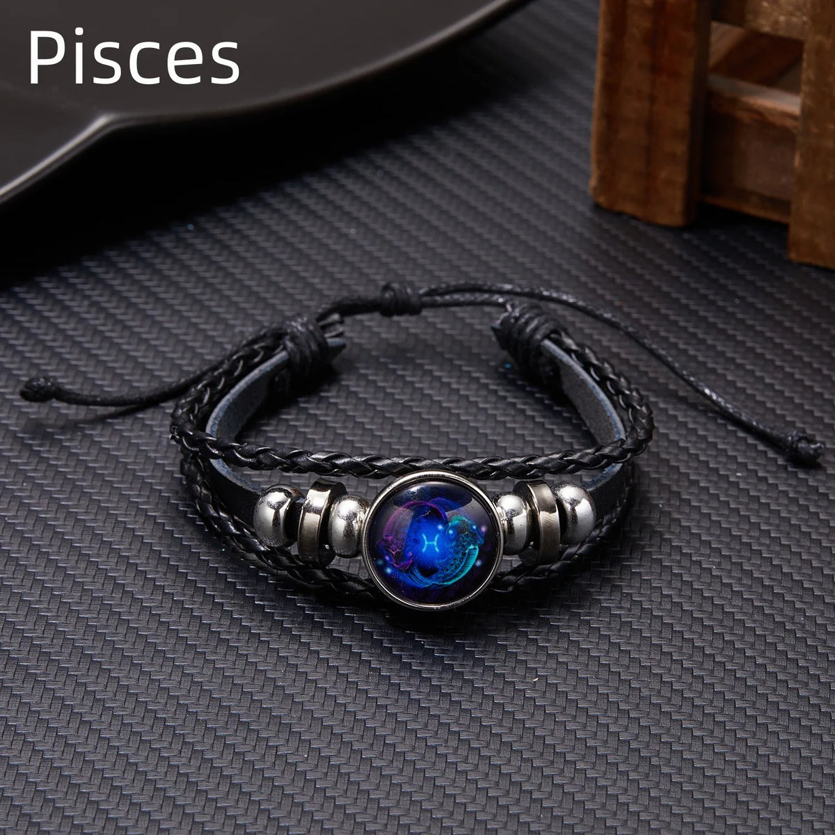 Zodiac Sign Luminous Leather Wrap Bracelet