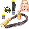 A spring snake prank can with a realistic chip design and a woman reacting to it.