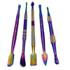 A set of six stainless steel wax carving tools with silicone containers and a travel case