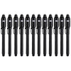 A set of black invisible ink spy pens with UV light for secret messages.