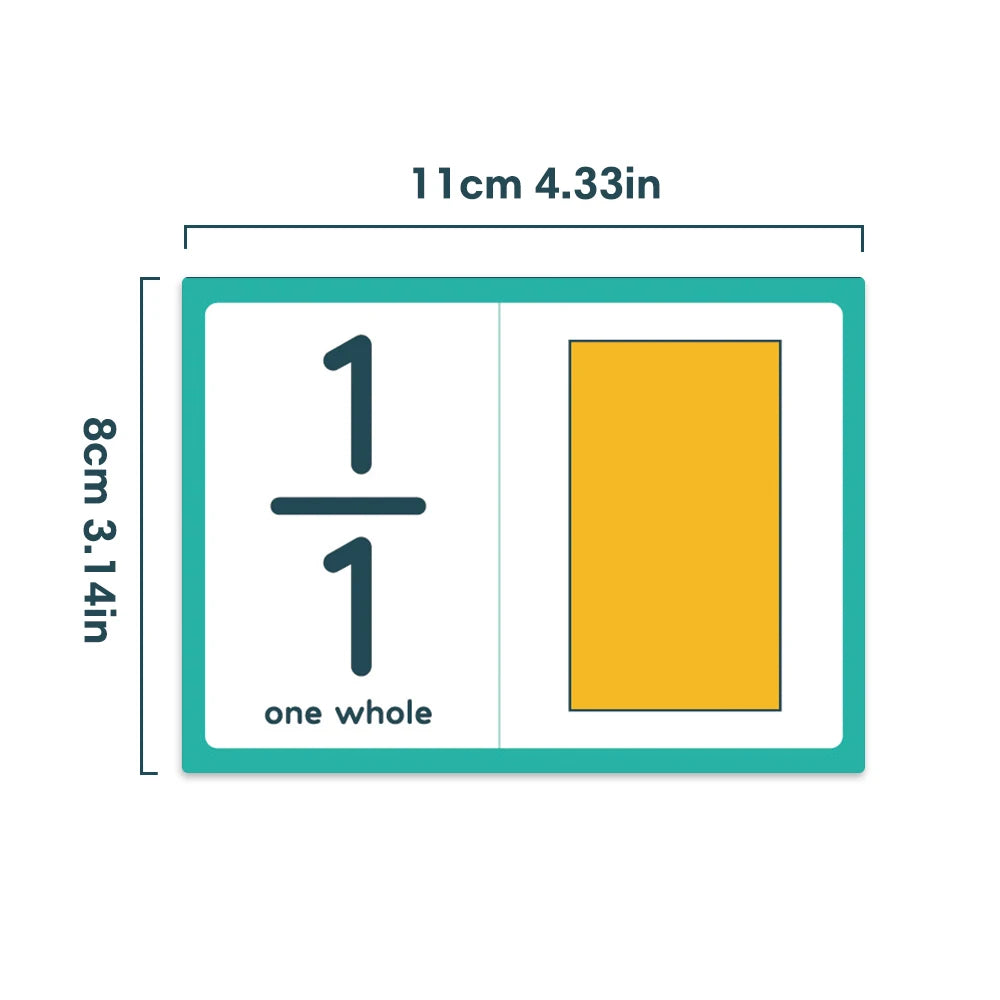 Graphical Fraction Flashcards for Kids | Visual Math Learning Cards