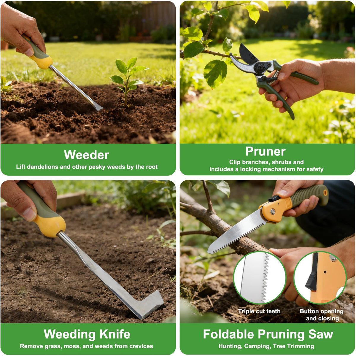 9-Piece Heavy Duty Gardening Tool Set with Ergonomic Handles and Storage Bag
