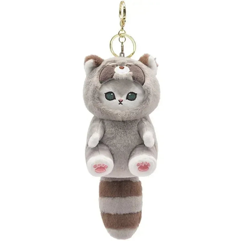 Adorable Plush Keychain Set – Raccoon, Shark & Cat