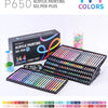 A box and several trays of Languo Acrylic Painting Gel Pen Plus colored pens are displayed.