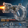 Transparent gray Z-lock space fire-fighting water gun with a circular storage clip and accessories