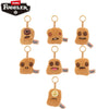 A collection of brown, fuzzy Fuggler nuggets plush keychains hanging from loops.
