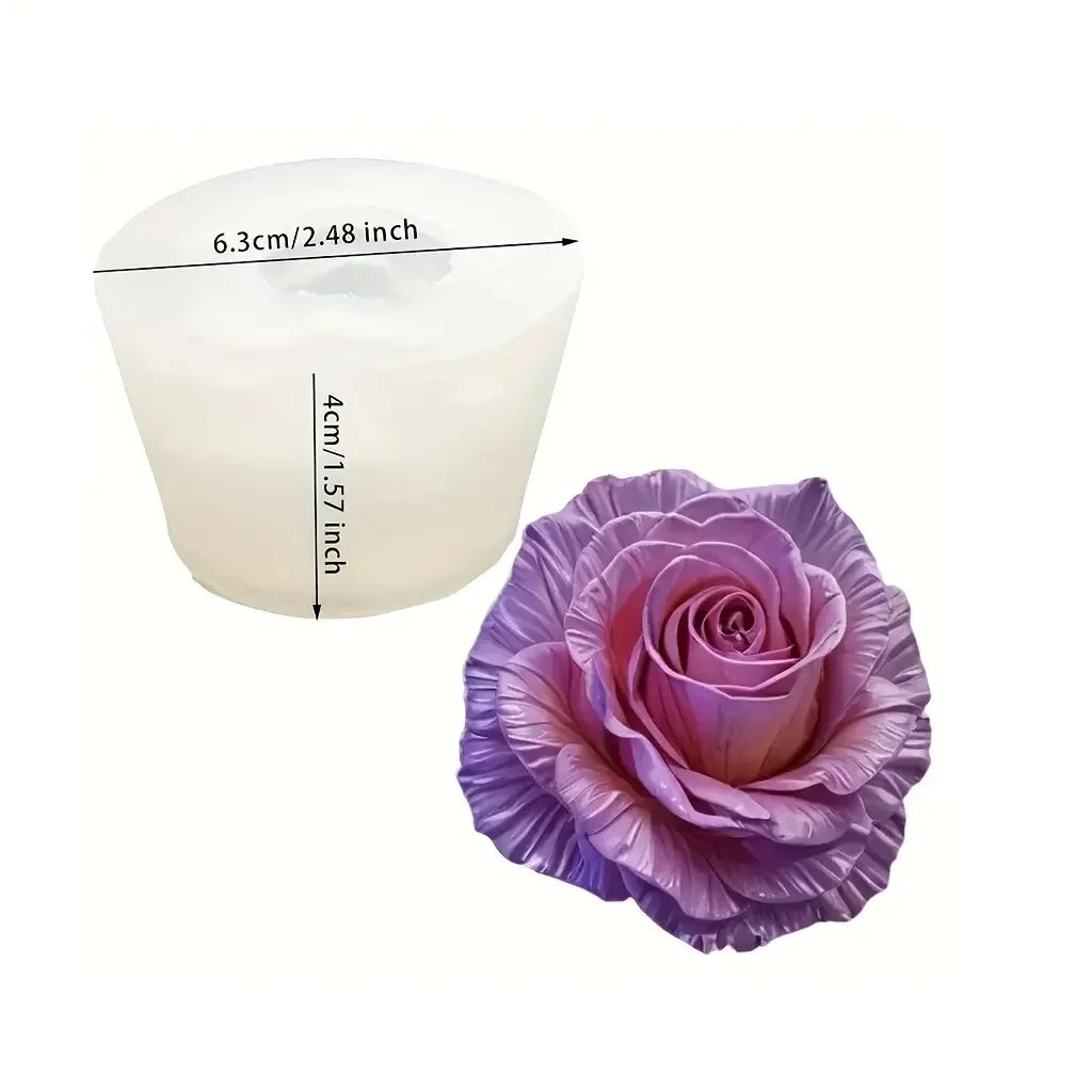 A purple floral silicone mold for candles, soap, and clay crafts.