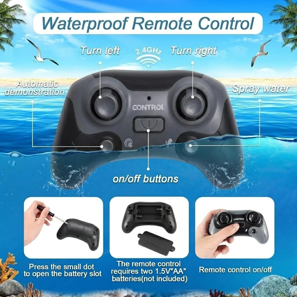 Remote Control Mosasaurus Dinosaur Water Toy with Spray Action