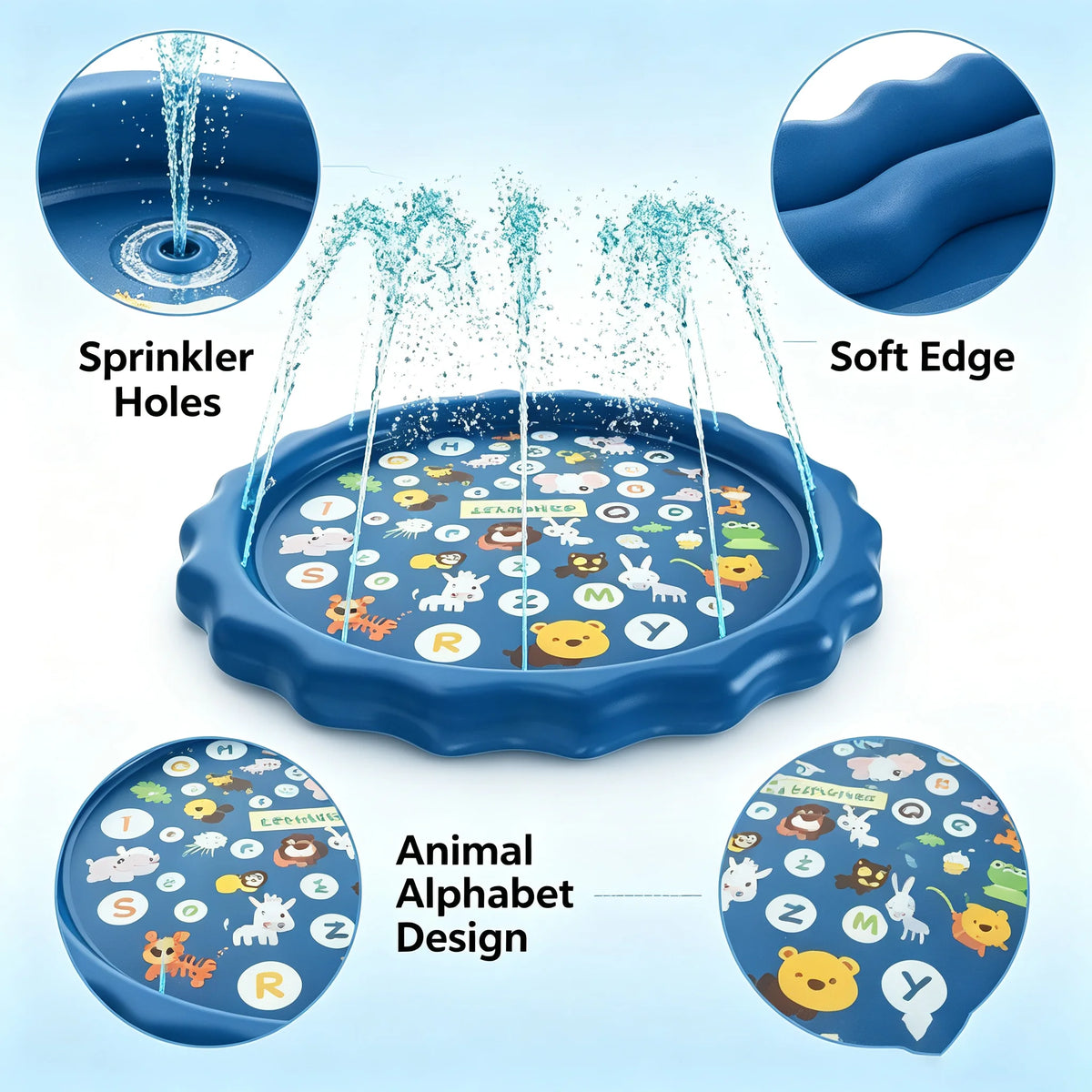 Animal Alphabet Inflatable Splash Pad for Kids