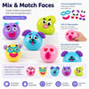 A set of five colorful, interchangeable moldable dog face squishy stress relief toys.