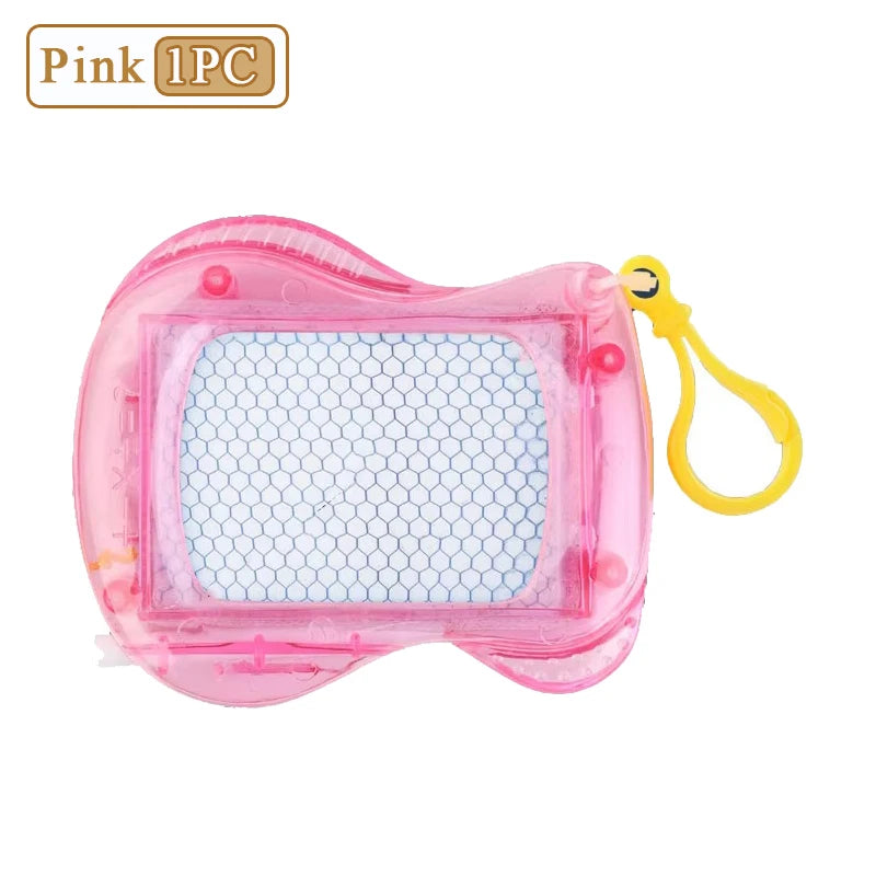 Pink mini magnetic drawing board keychain with stylus