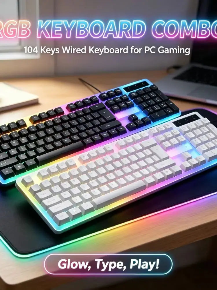 RGB Backlit Wired Keyboard with Mechanical Feel